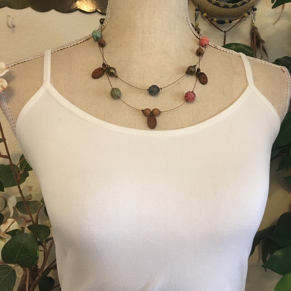 Colorful beaded fish line necklace and earring set - Picture 4 of 10